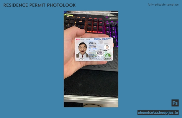Bearbeitbare PSD-Datei für Fotos der kanadischen Daueraufenthaltskarte (Beispielvorschau)